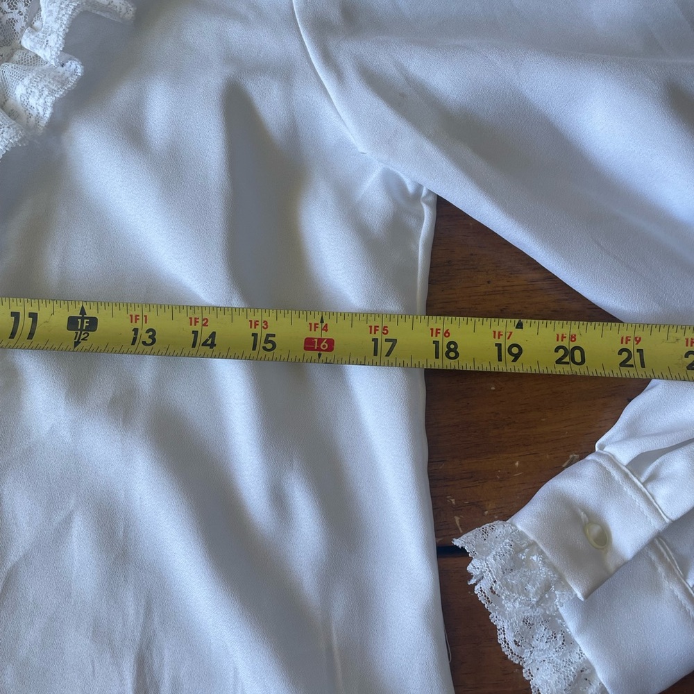 Vintage Shapely Ruffle Victorian Blouse White 12 Fairygoth Cottagecore Prairie - Picture 8 of 10